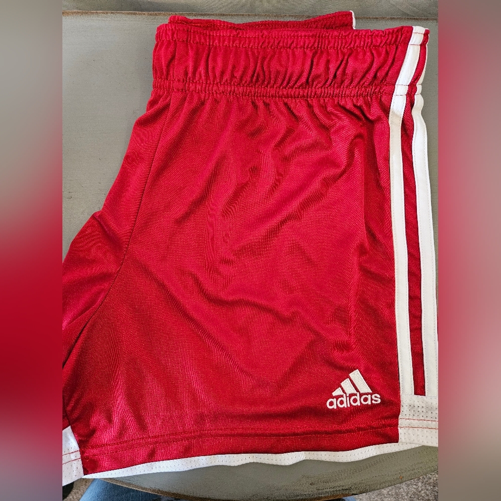 Women's Red Adidas Athletic Shorts